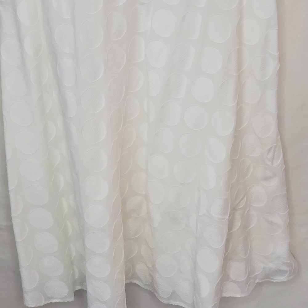 Eyelet Fit Flare White Midi Dress 14W Cotton Smocked Graduation Square Neck - Picture 5 of 15